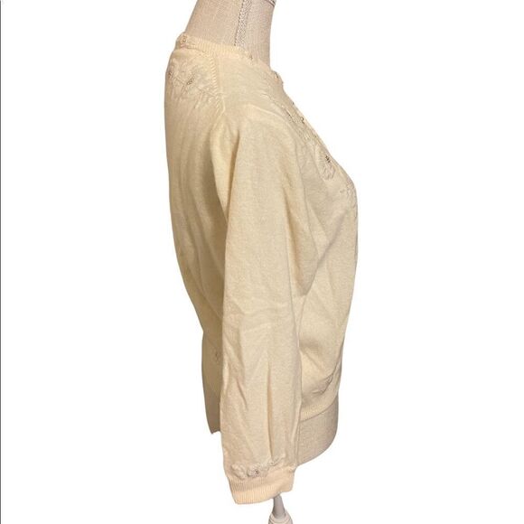 Vintage 1950’s Ruby Beading Co. Hand Beaded Cottage Cardigan Size Small - Picture 6 of 14